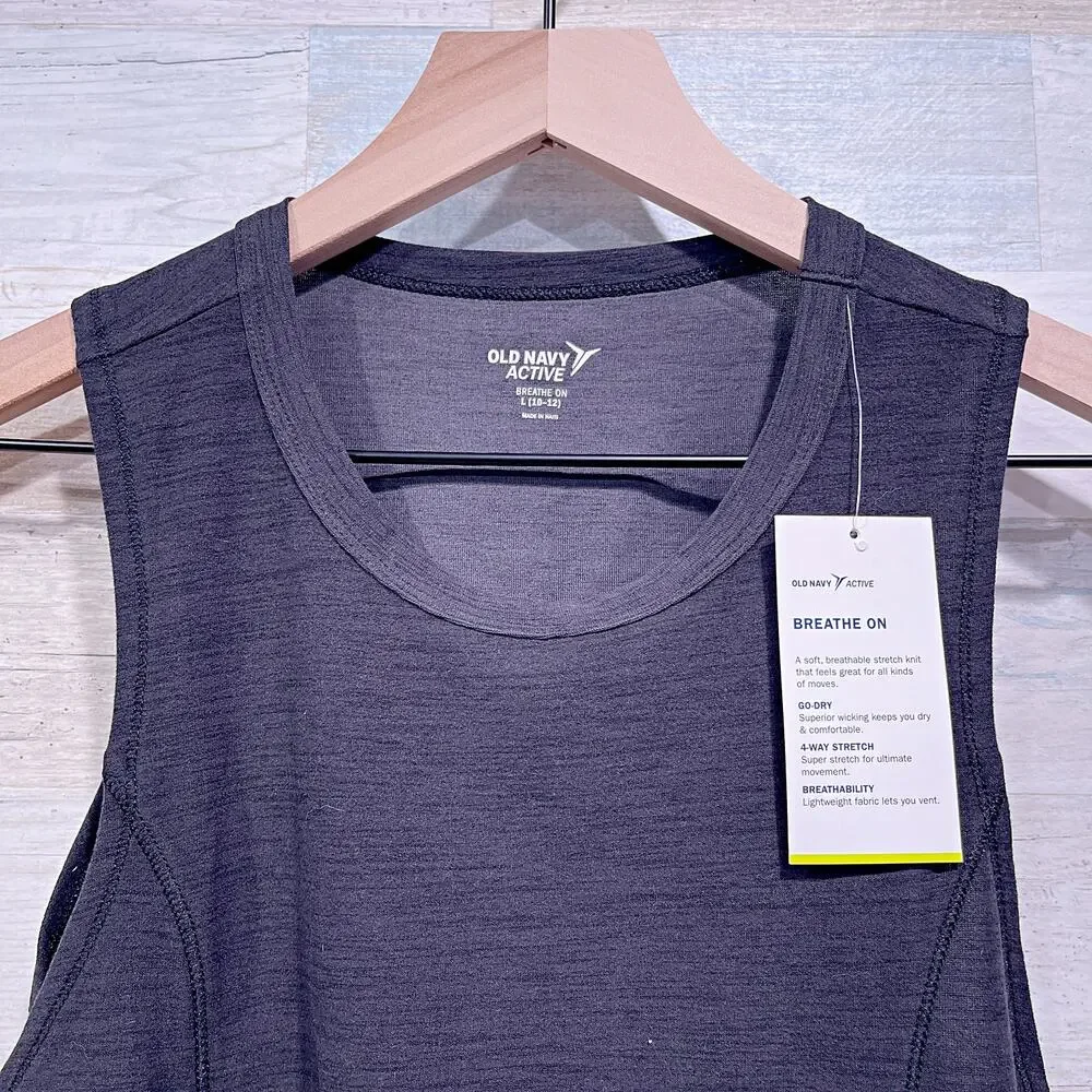 OLD NAVY Active Breathe On Tech Tank Top Black Go Dry Gym Girls Large 10 12